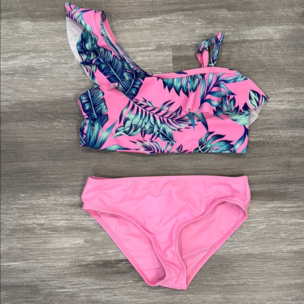 Pink Tropical Leaf Bikini Set